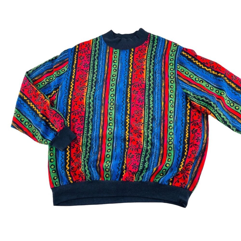 BonWorth Vintage Multicolor Striped 80s Thin Knit Pullover size‎ XL Women's